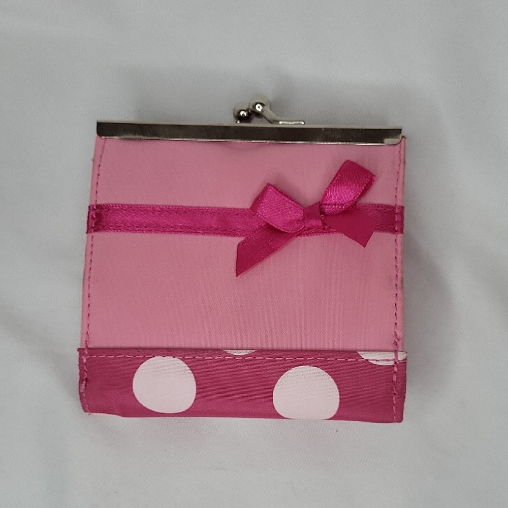 Pink Polka Dot Wallet Coin Purse with Bow New Horizon Dance 4 x 4 in - Picture 5 of 12